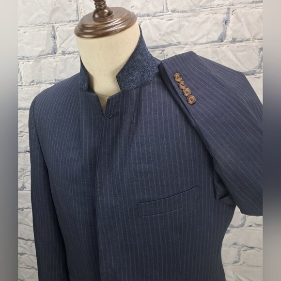 Brooks Brothers Fitzgerald Fit Blazer Sport Coat Navy Striped Wool 1/2 Lined 42R - Picture 4 of 16